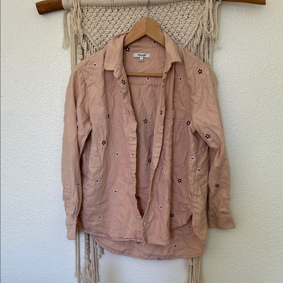Madewell flannel Women's Pink Embroidered Jacket - Picture 1 of 5